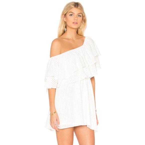 Show Me Your Mumu White Gingham One Shoulder Dress - Picture 2 of 7